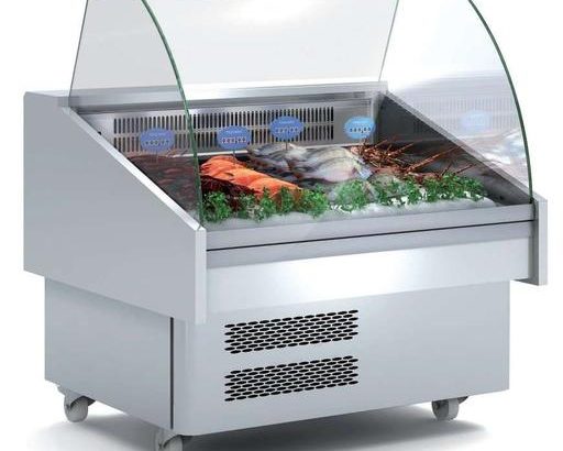Vitrina Expositora Refrigerada Pescado / Marisco evaporador estático más placa fría dim.1285x915x1185h mm Línea Córdoba EEC-130-CC-EF