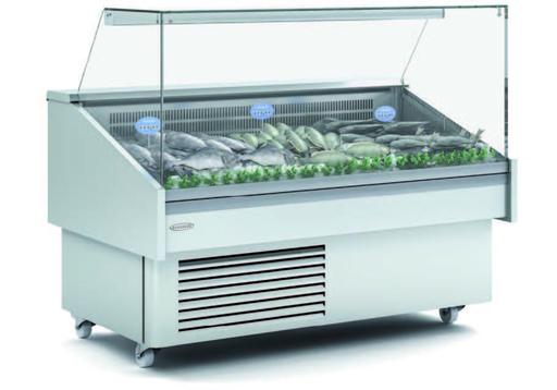 Vitrina Expositora Refrigerada Pescado / Marisco evaporador estático + placa fría dim.1285x915x1185h mm Línea Córdoba EEC-130-RR-EF