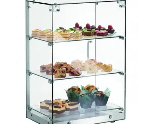 Vitrina Neutra Expositora 3 pisos base inoxidable 406x350x618h mm Línea Pekín XCZ-60L