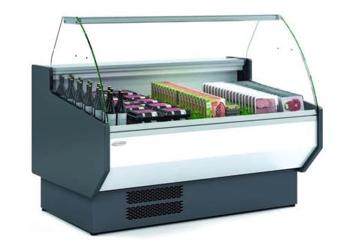 Vitrina Refrigerada Cristal Curvo Fondo 1100 dim.2025x1100x1235h mm Línea Córdoba VED-10-20-C-TF