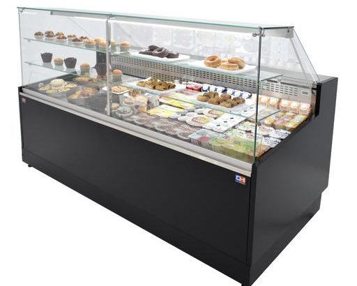 Vitrina Refrigerada Pastelería de 2 metros Fondo 973 mm Frío Estático - Exposición Inoxidable - 2 Estantes Línea CORDOBA VRE-200-P
